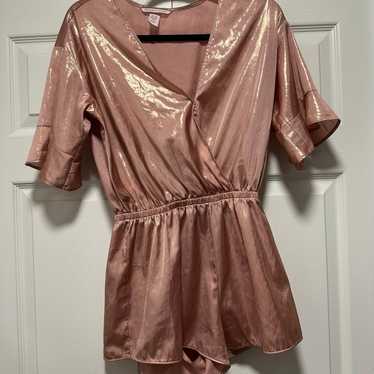 Victoria Secret Metallic Rose Gold Romper Sz. S - image 1