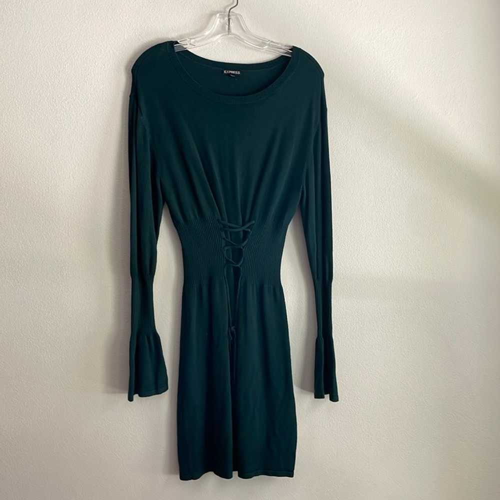 NWOT dark green Express sweater dress  Corseted c… - image 1