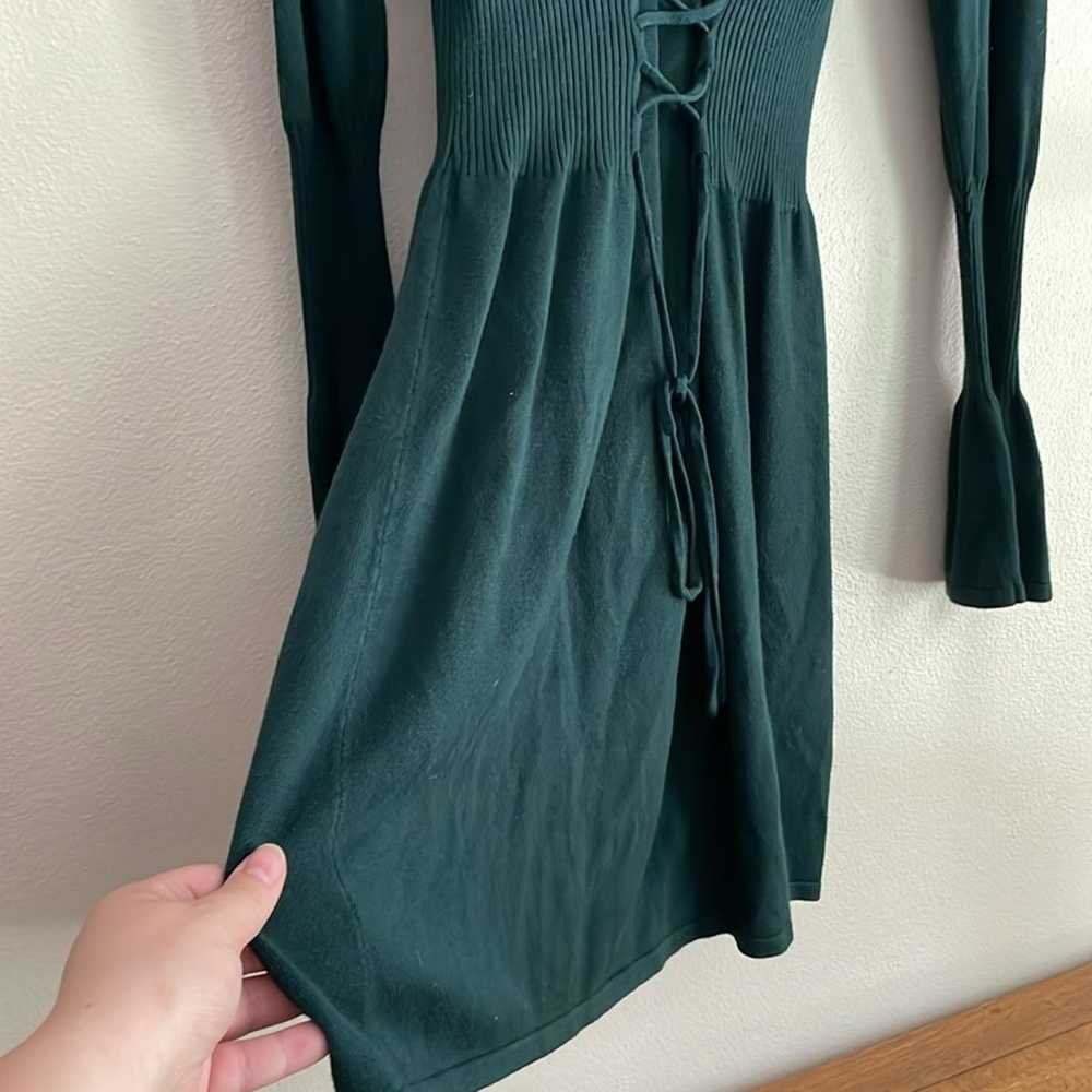 NWOT dark green Express sweater dress  Corseted c… - image 3