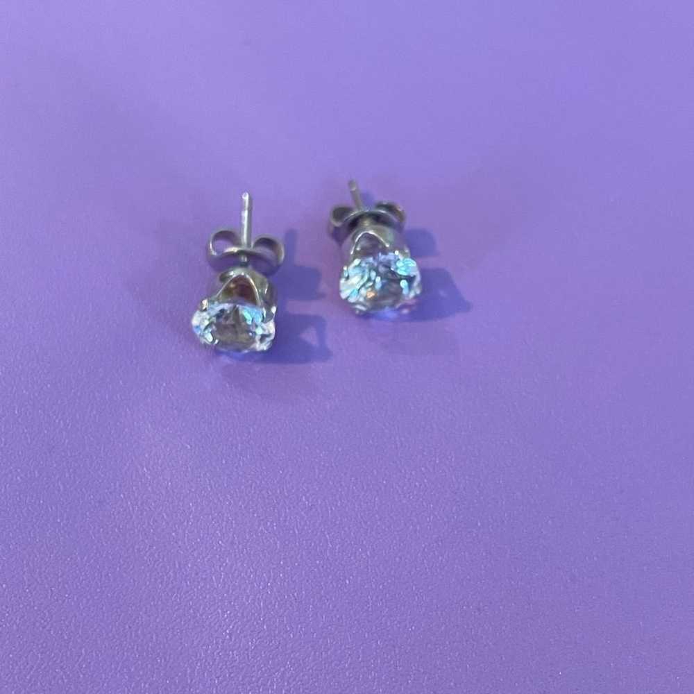 925 Sterling Silver Studs earrings cz earrings de… - image 2