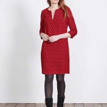 Boden Easy Notch Tunic Shift Dress 4L Red Leaves P