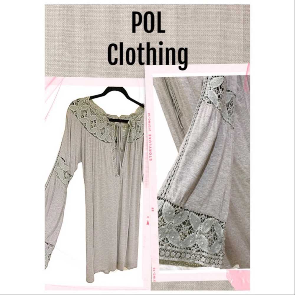 POL Dress/Tunic Light Gray Color Lace Crochet Det… - image 1