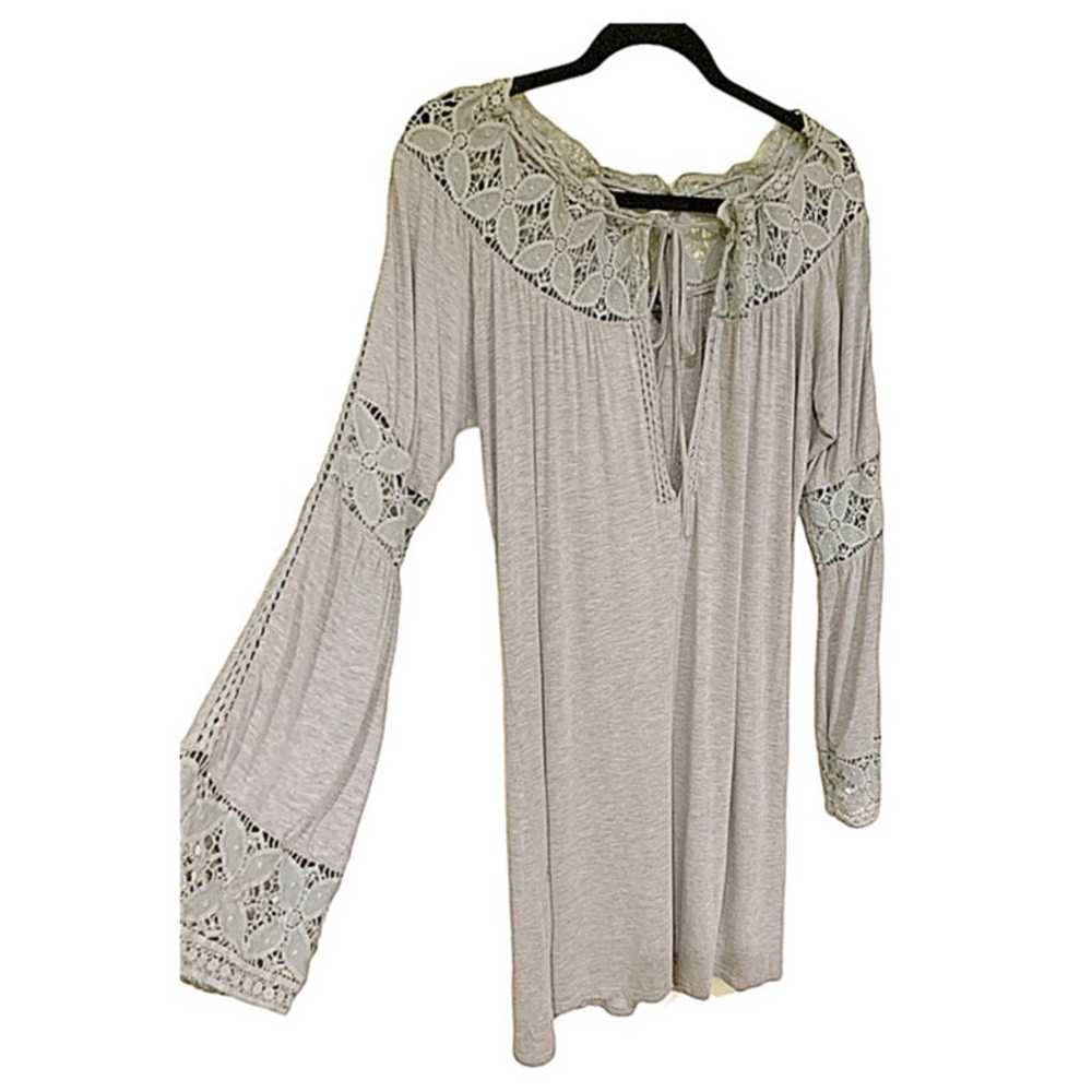 POL Dress/Tunic Light Gray Color Lace Crochet Det… - image 2