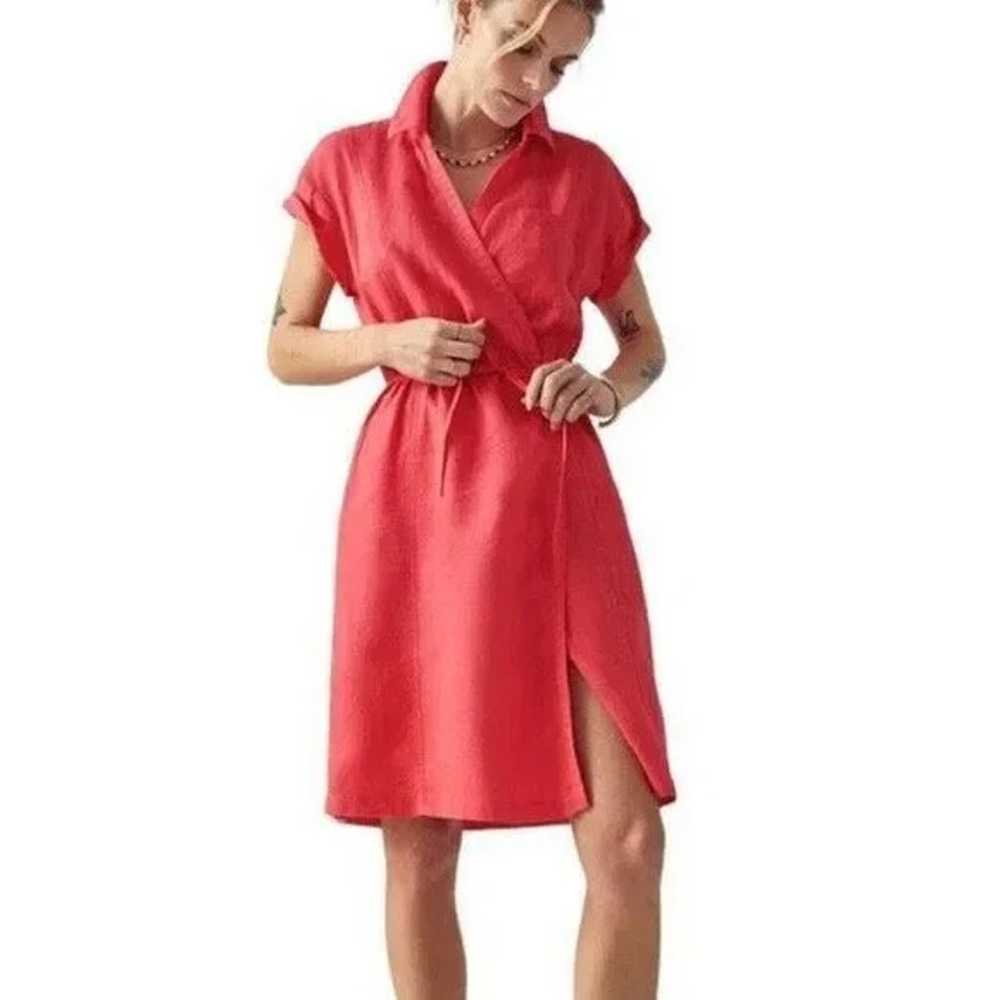 ATHLETA Womens Passionfruit Coral 100% Linen Play… - image 1