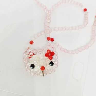 Vintage Hello Kitty Woven Beaded Faceted Acrylic … - image 1