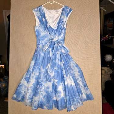 Calvin Klein Fit and Flare Blue and White Sun Dres