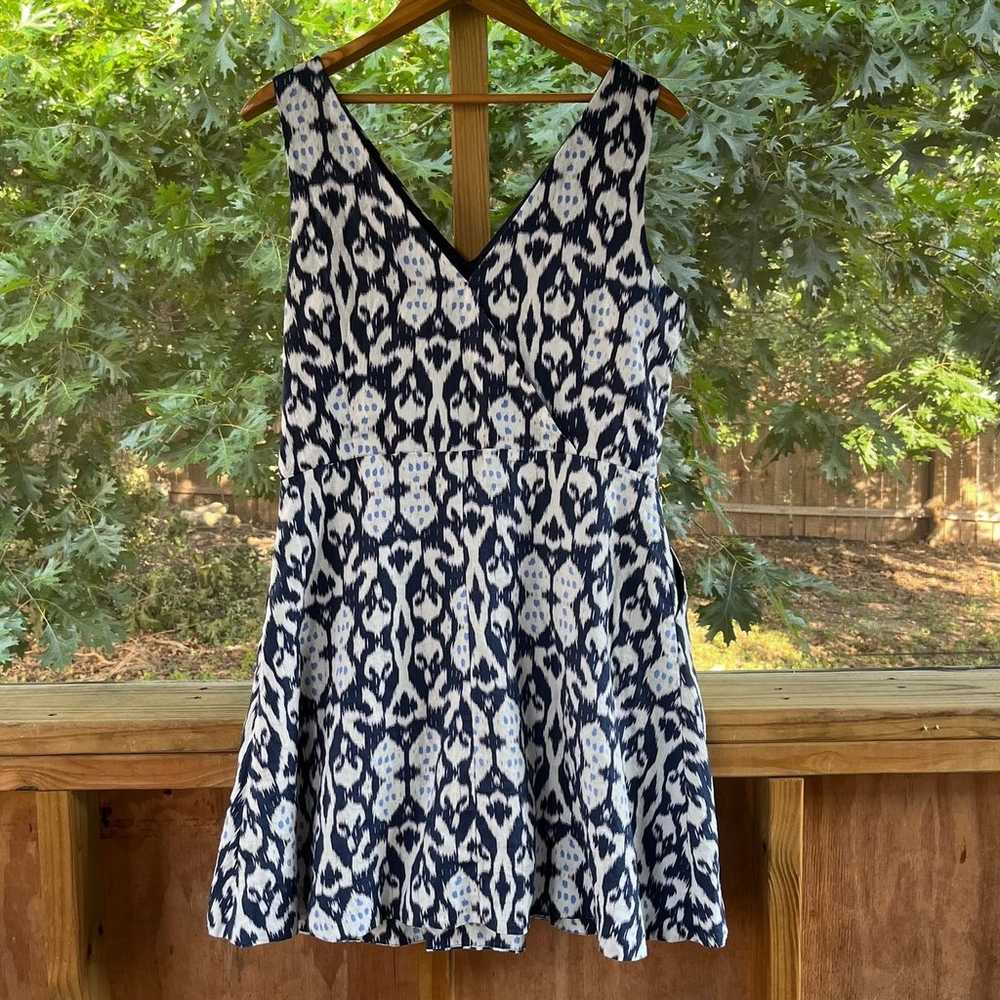 Gap Navy And White Printed Fit & Flare Dress 100%… - image 1