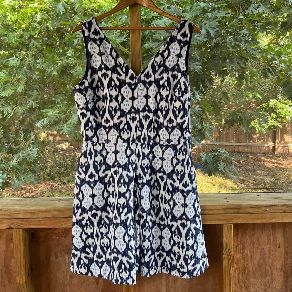 Gap Navy And White Printed Fit & Flare Dress 100%… - image 2