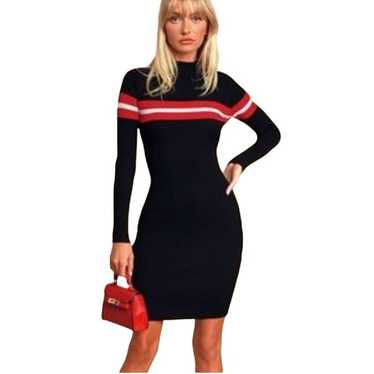 Lulus Blaire Black Striped Ribbed Bodycon Sweater… - image 1