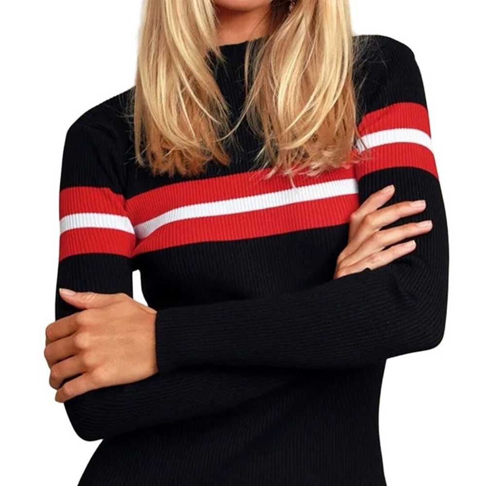 Lulus Blaire Black Striped Ribbed Bodycon Sweater… - image 6