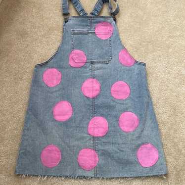 Tinseltown Overall Dress with Pink Polka Dots - S… - image 1