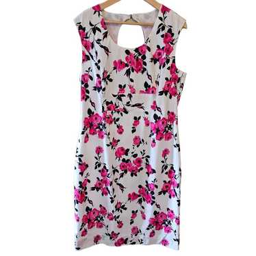 J. Peterman White & Pink Floral Cotton Sleeveless 