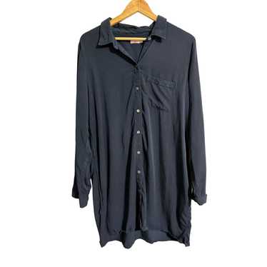 Faherty Navy Blue Classic Button Up Shirt Dress XL