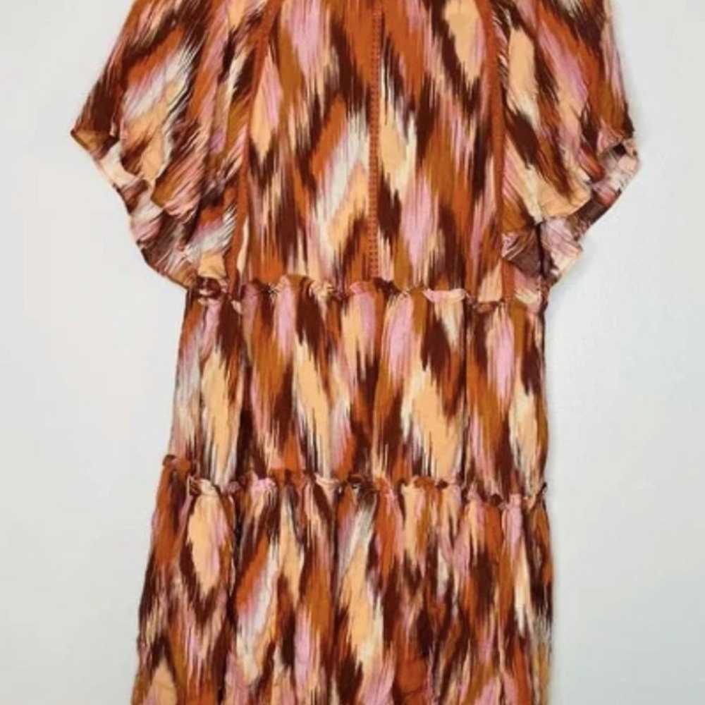 VICI Mini Dress Boho Burnt Orange Ikat Design Flo… - image 2