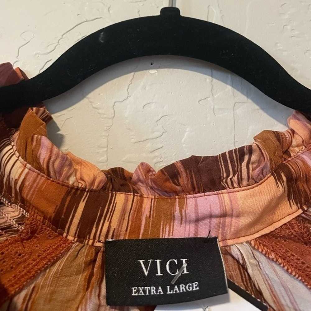 VICI Mini Dress Boho Burnt Orange Ikat Design Flo… - image 3