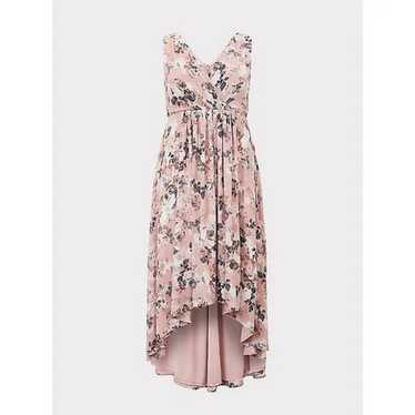 Torrid Blush Floral Chiffon Hi-Lo Dress Pink Flora