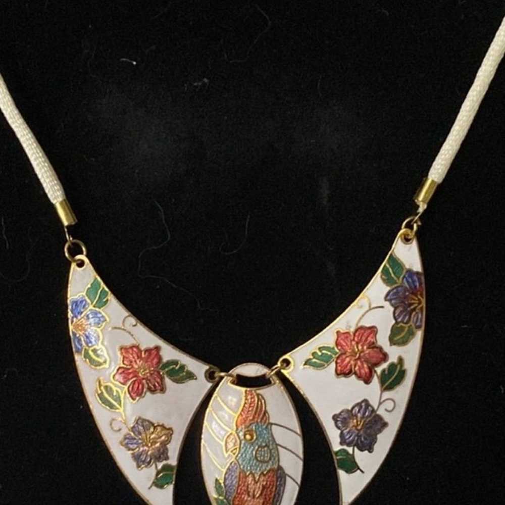 Unique Cloisonné Chocker/Necklace. Beautiful parr… - image 2