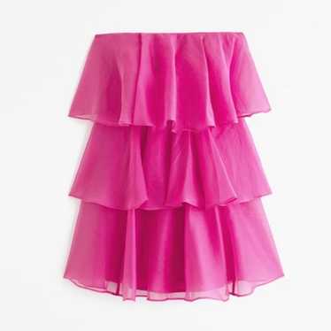 Tiered strapless mini dress pink - image 1