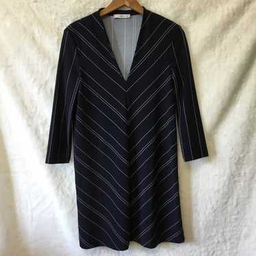 Mango Navy Blue Long Sleeve Striped Dress