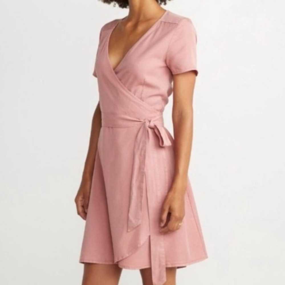 Marine Layer Pink Rose Frances Wrap Mini Dress - S - image 1