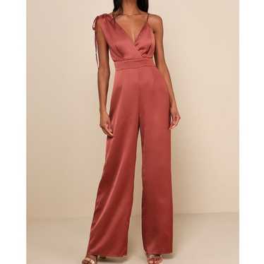 LULU'S SZ S Look of Luxe Rusty Rose Satin Asymmet… - image 1