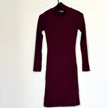 NEW Velvet Torch Burgundy Ribbed Long Sleeve Dress