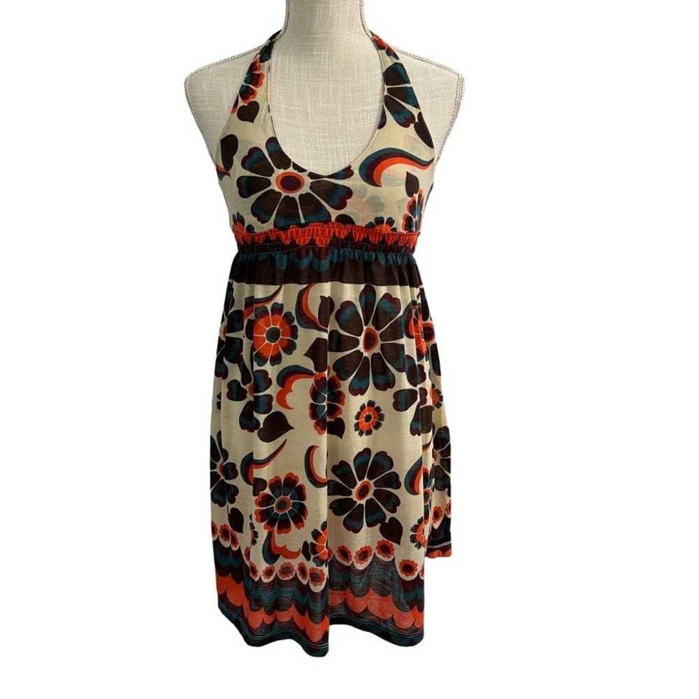 Vtg Y2K Twenty One Halter Dress Size S Floral Mul… - image 1