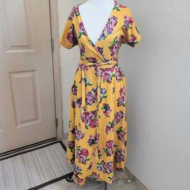 Matilda Jane wrap floral yellow dress size S - image 1