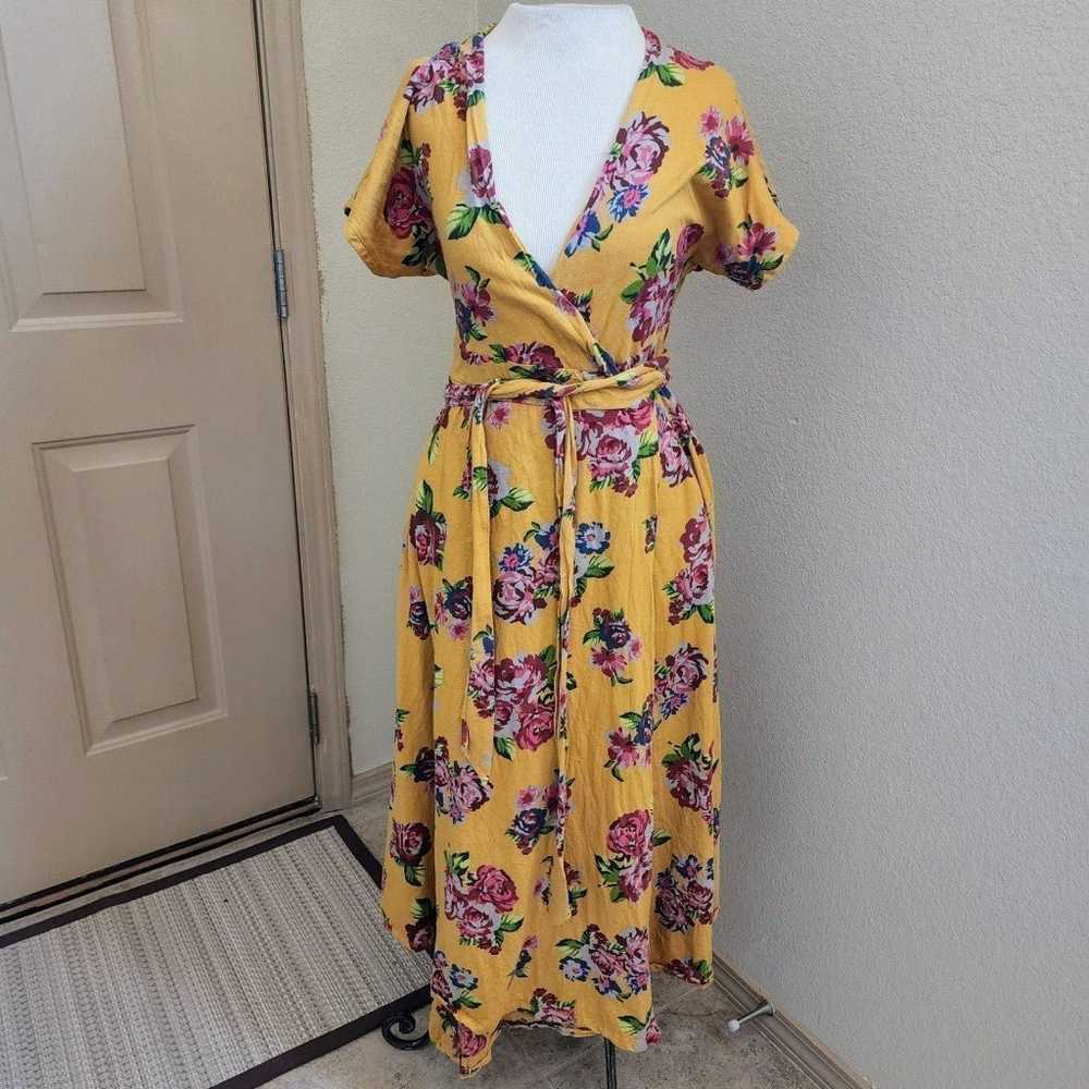 Matilda Jane wrap floral yellow dress size S - image 2