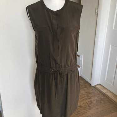 Theory 100% Silk Olive Green Dress