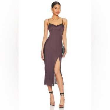 Free People City Cool Midi Slip Dress Chocolate