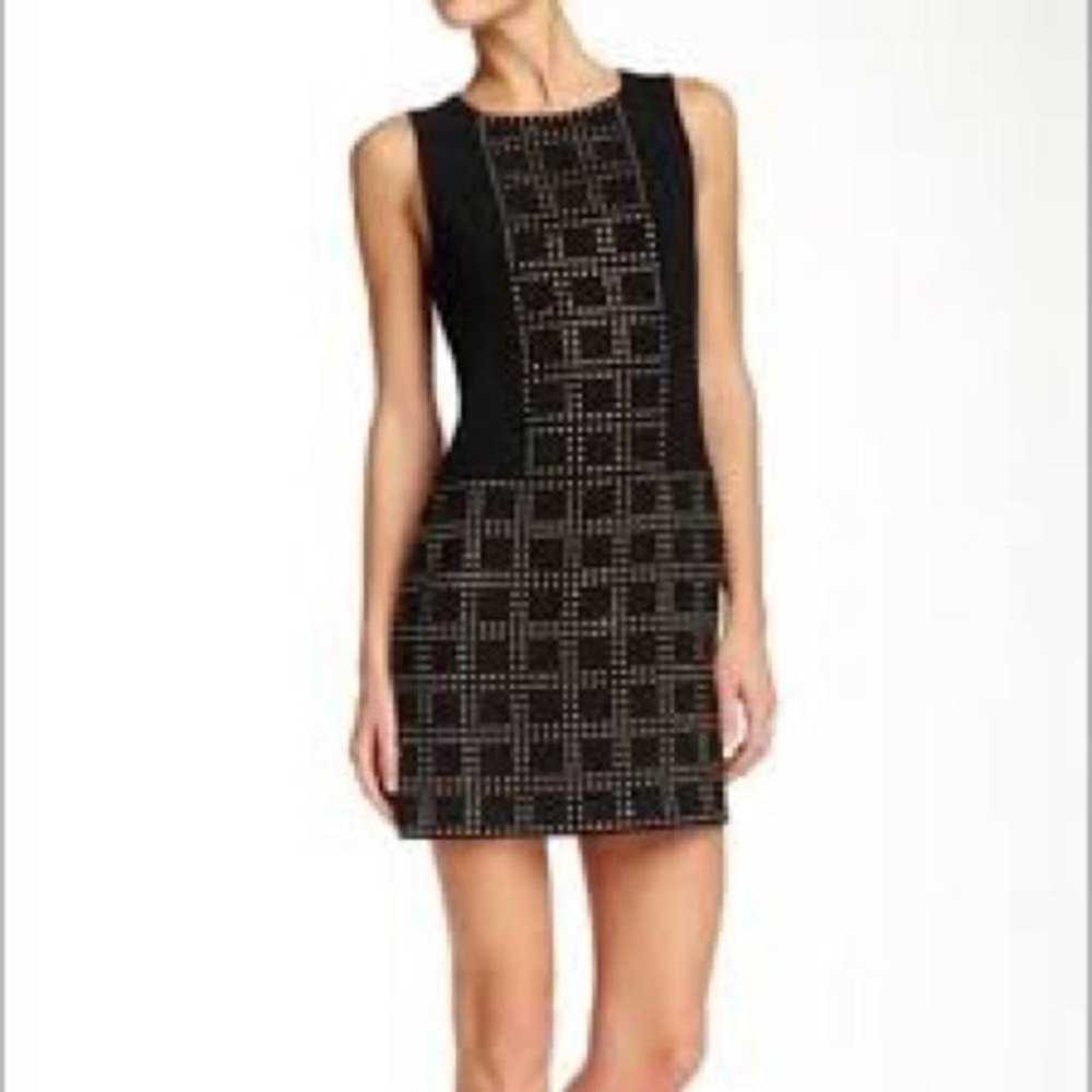 Trina Turk Gold Studded Black Sheath Dress - image 1