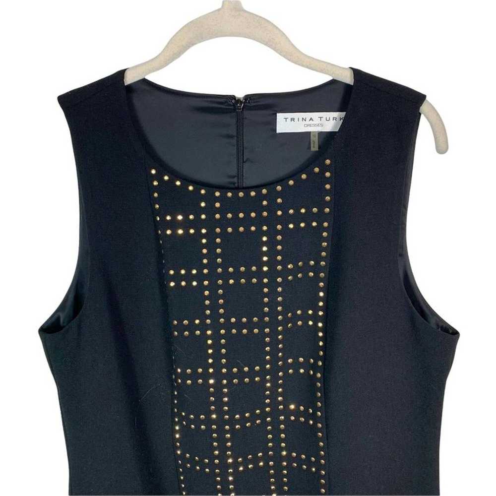 Trina Turk Gold Studded Black Sheath Dress - image 6