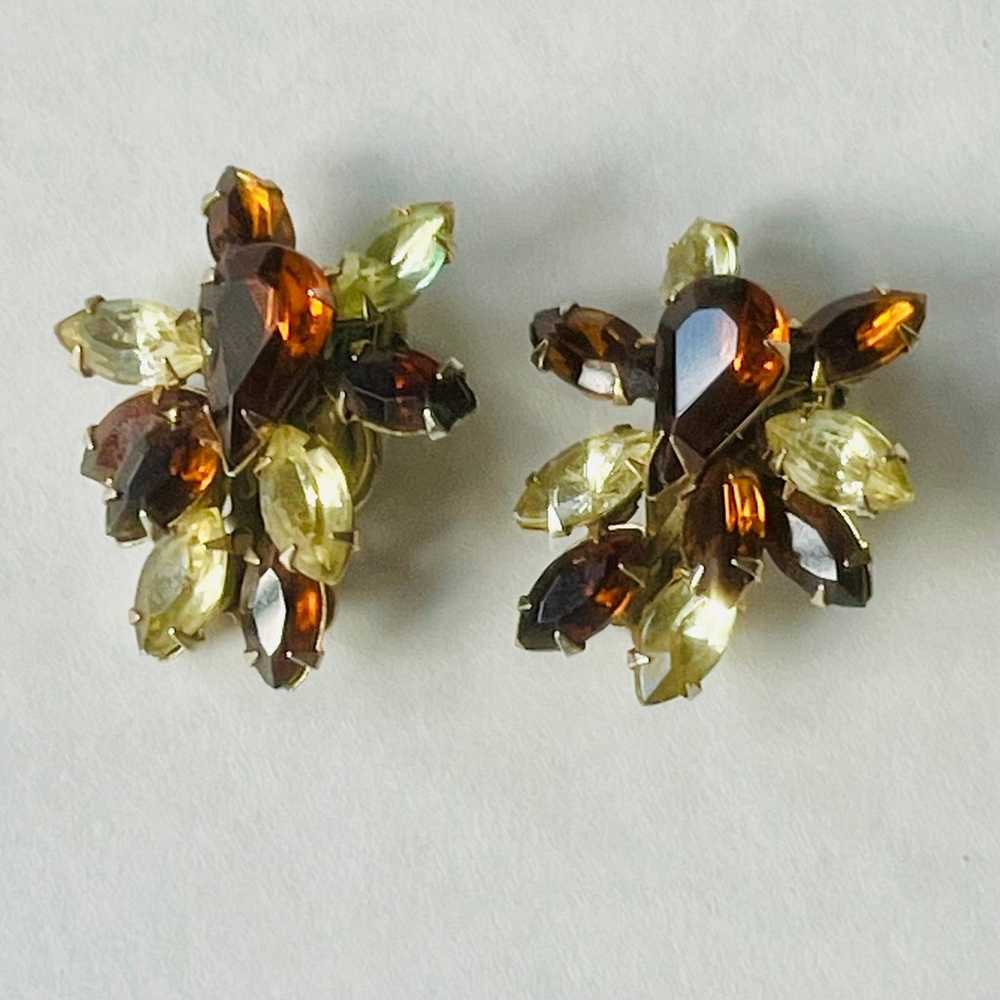 Vintage Amber Juliana Style Marquise  Rhinestone … - image 1