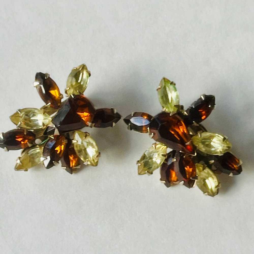 Vintage Amber Juliana Style Marquise  Rhinestone … - image 2