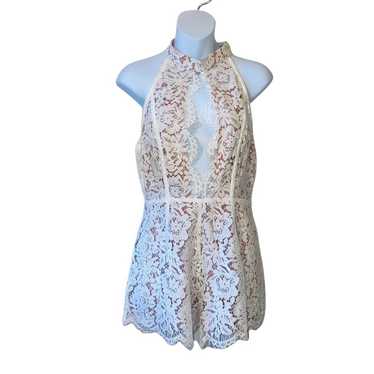 TOBI white lace open front and back short romper - image 1