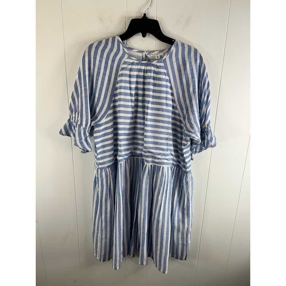 Maisie blue and white striped Empire waist dress … - image 1