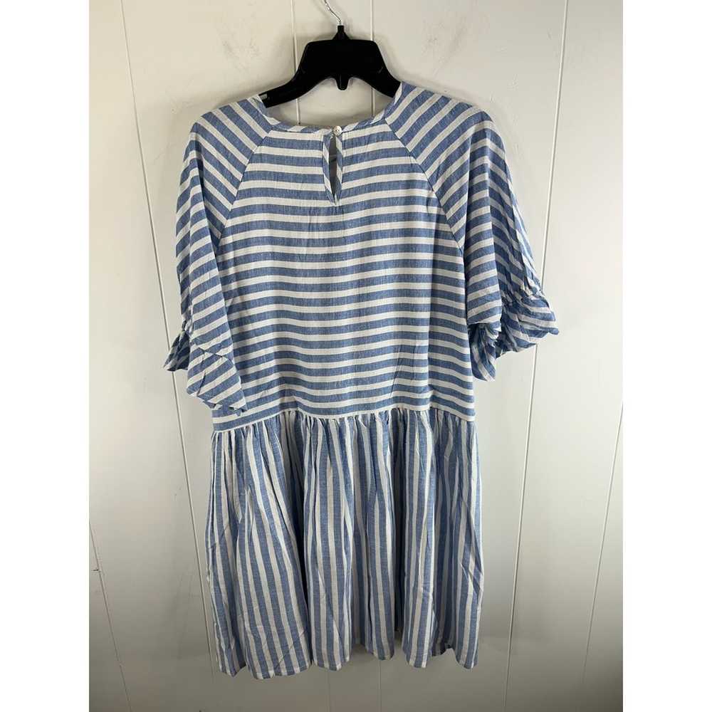 Maisie blue and white striped Empire waist dress … - image 2