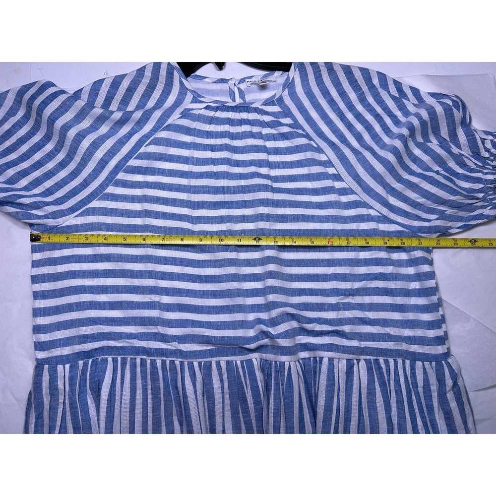 Maisie blue and white striped Empire waist dress … - image 3