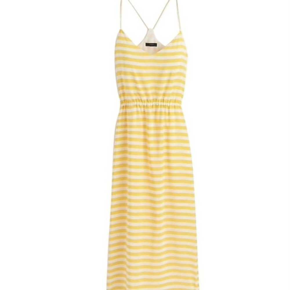 J. Crew Carrie Yellow White Striped Silk Midi Siz… - image 3