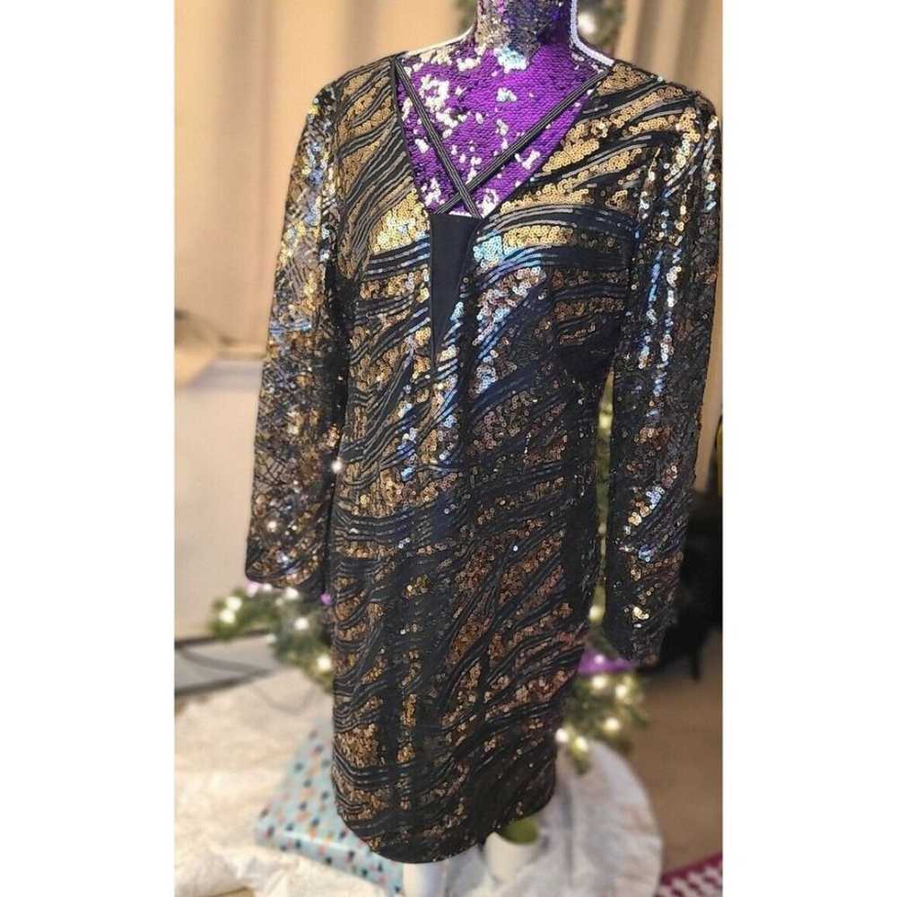 City Chic Size 12 Sequins Gold Divinity Zebra Pri… - image 3