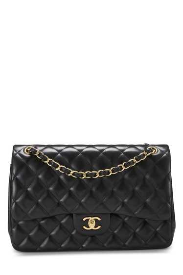 Black Quilted Lambskin New Classic Double Flap Jum