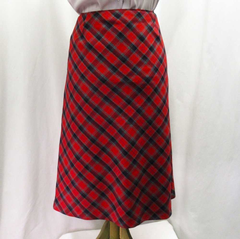 Red-grey checkered skirt from the 70s-80s, n.L (w… - image 1