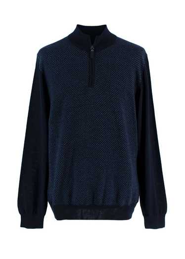 Managed by hewi Canali Wool Navy Quater Zip Neck … - image 1