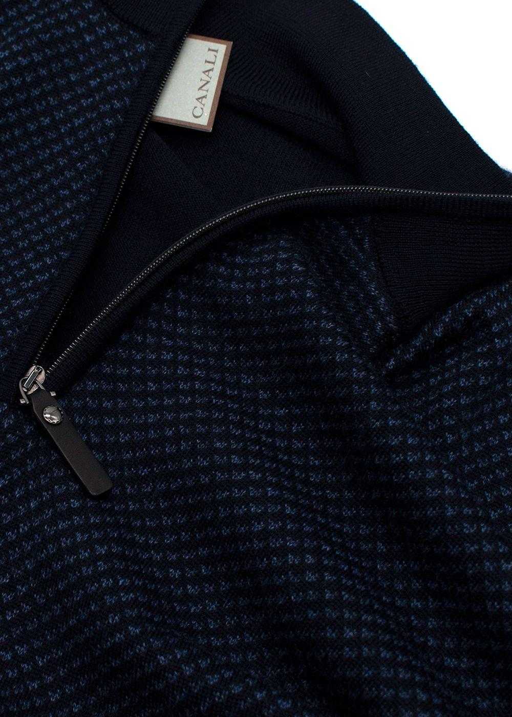 Managed by hewi Canali Wool Navy Quater Zip Neck … - image 5