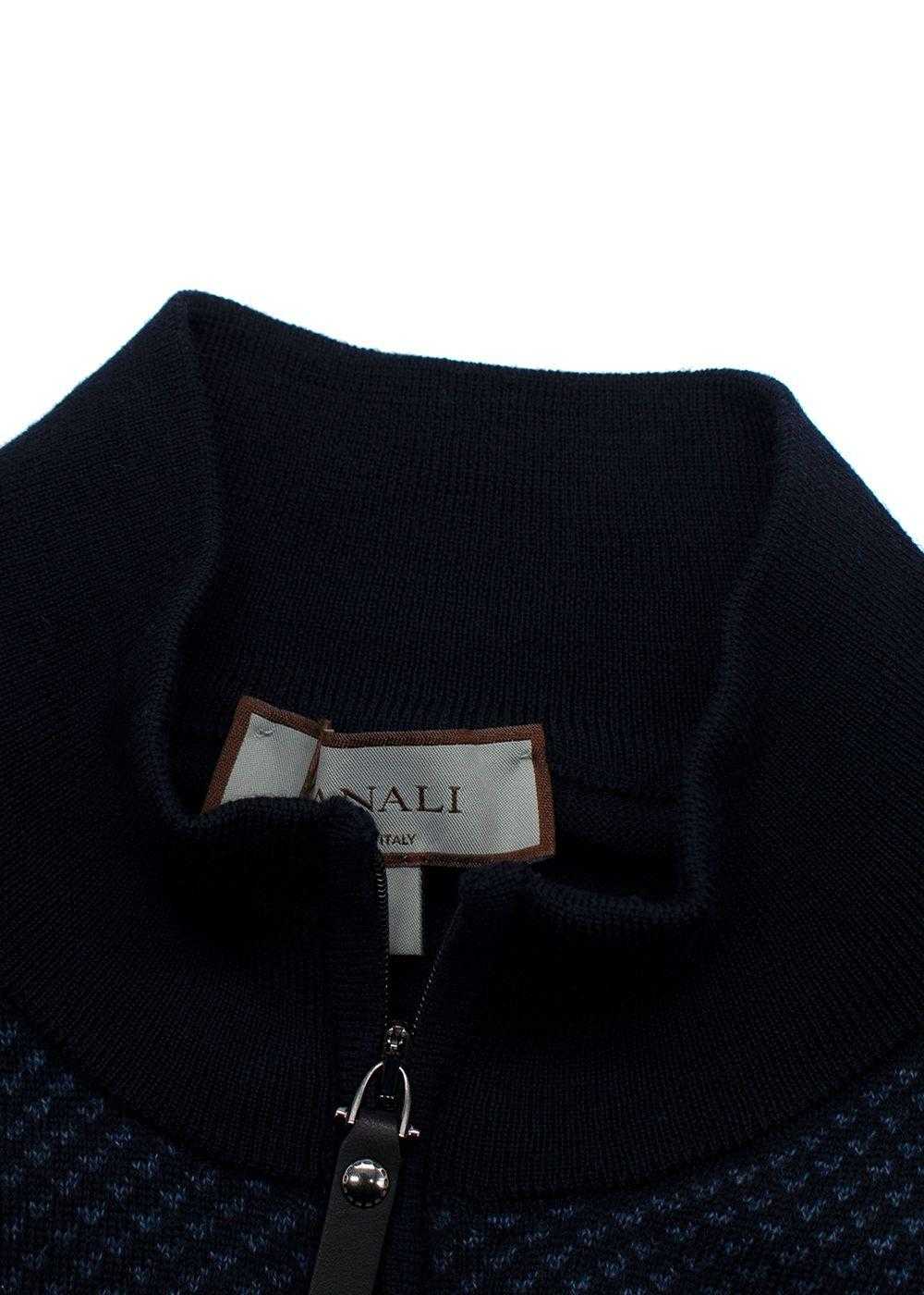 Managed by hewi Canali Wool Navy Quater Zip Neck … - image 9