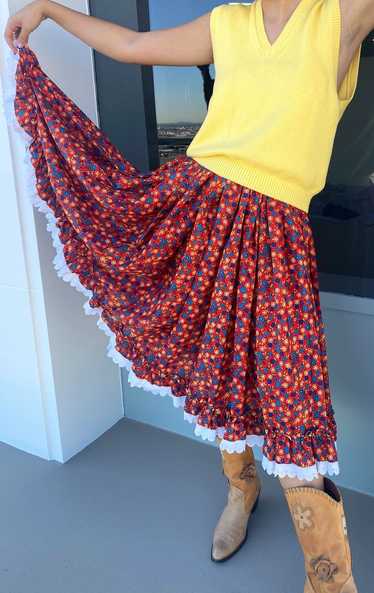 vintage 70's floral prairie skirt