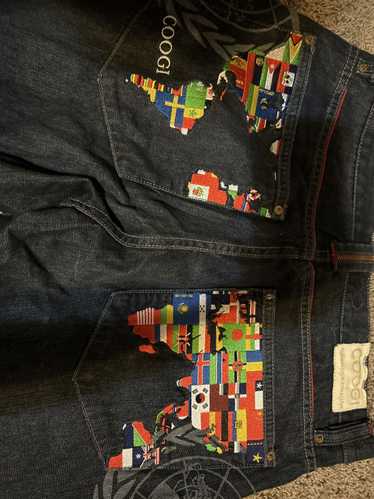 Coogi Mid 2000s Authentic Coogi world map Jeans