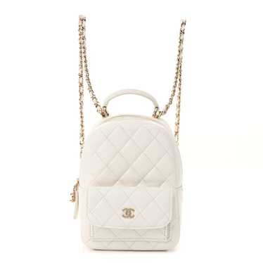 CHANEL Caviar Quilted CC Mini Classic Backpack Whi