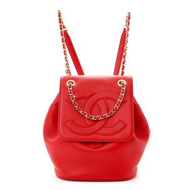 CHANEL Lambskin CC Mania Backpack Red